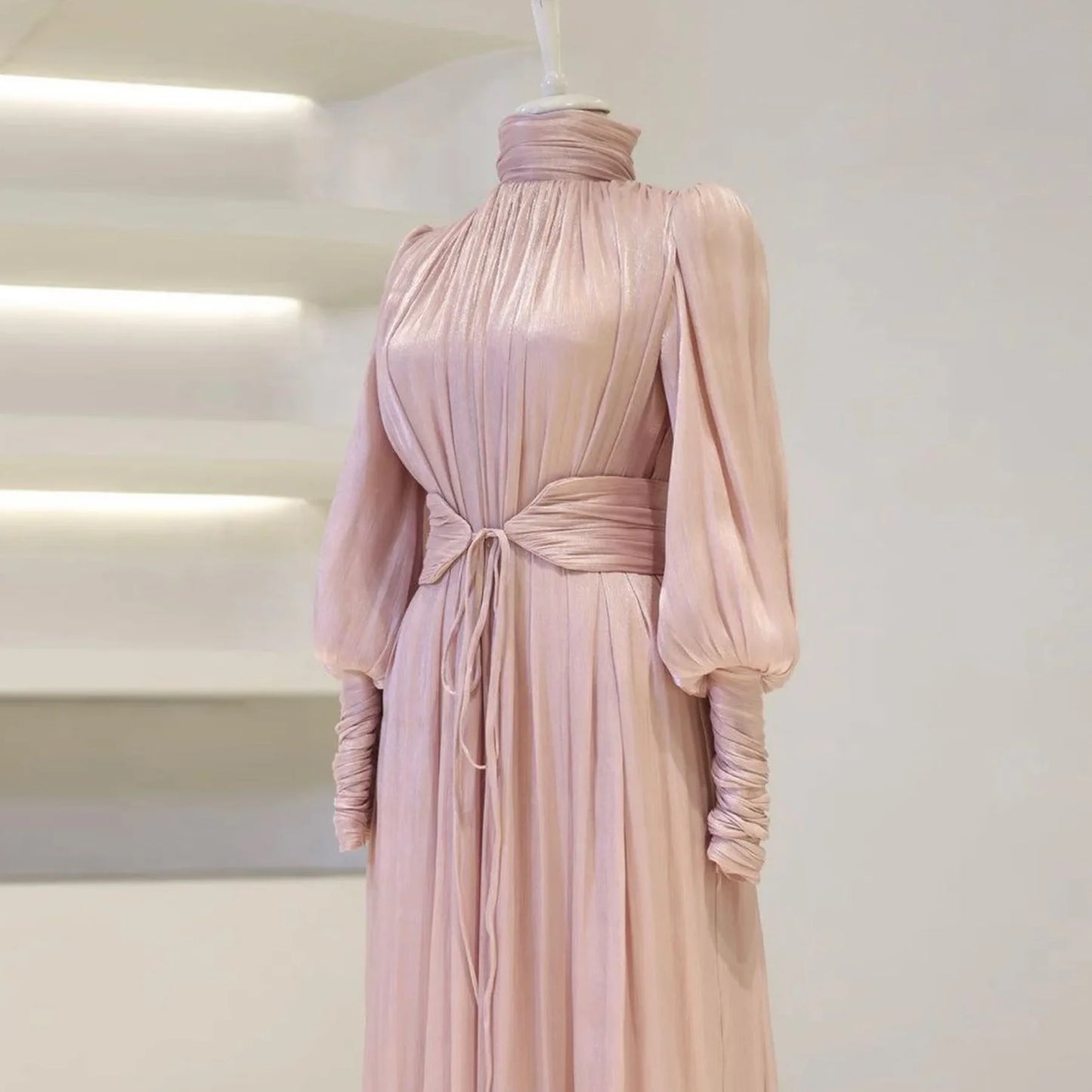 Eid Abaya Modest Muslim Dresses for Women Cuff Sleeves Wrinkle Evening Party Maxi Dress Jalabiya Islamic Clothing Kaftan Robe