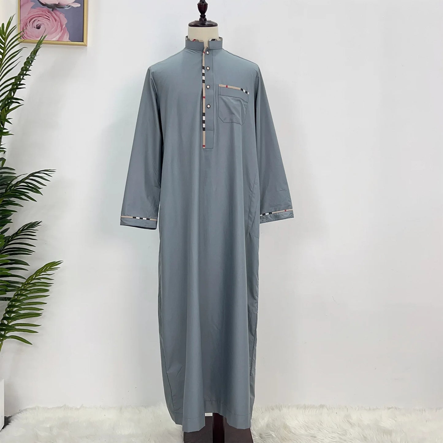 Eid Ramadan Jubba Thobe Muslim Dress for Men Long Robe Dubai Abaya Turkey Kaftan Islam Clothing Daffah Dishdasha Djellaba Prayer