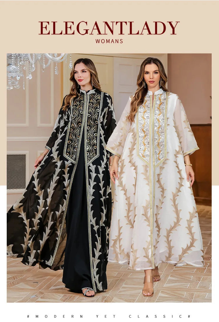 Women Party Dress Abaya Dubai Eid Muslim Mesh Embroidery Jalabiya Ramadan Dresses Morocco Kaftan Vestidos Largos Arab Long Robe