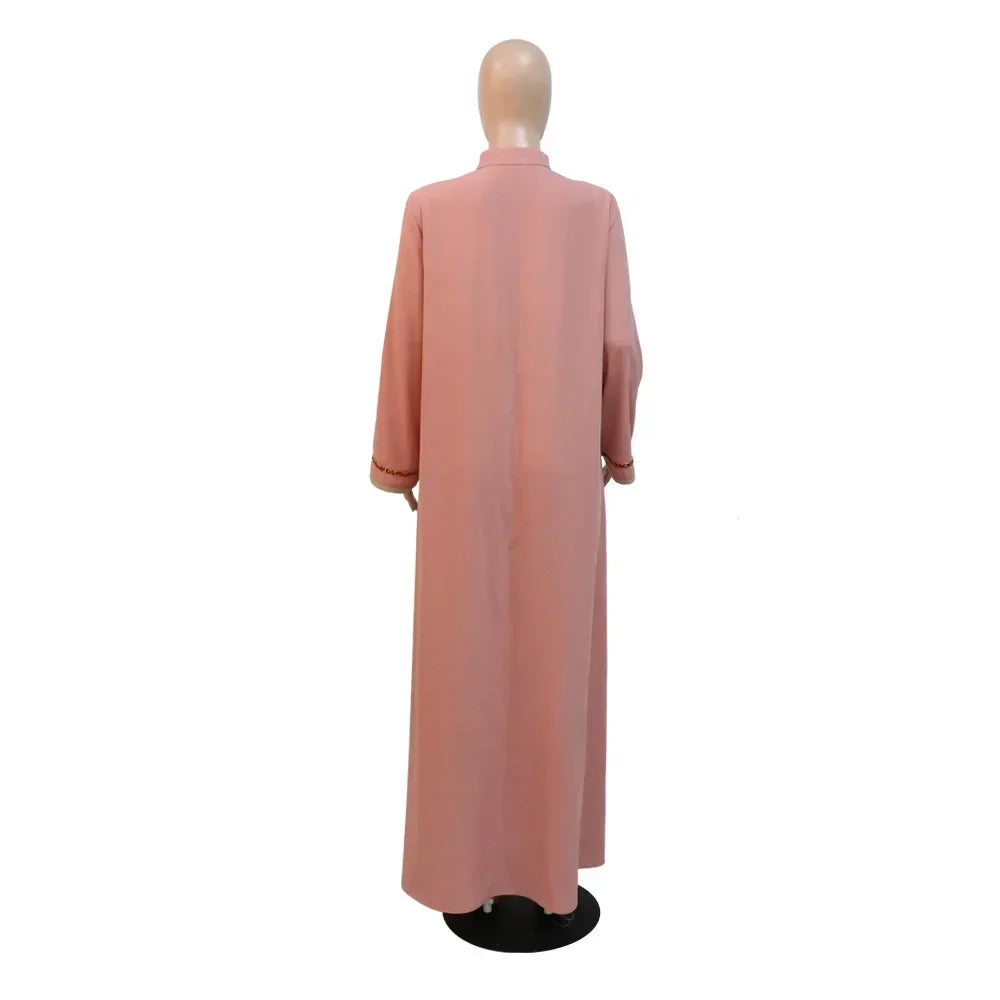 Ramadan Abaya Femme Musulmane Moroccan Kaftan for Woman Fashion Solid Diamonds Full Sleeve Loose Turkish Dubai Robe