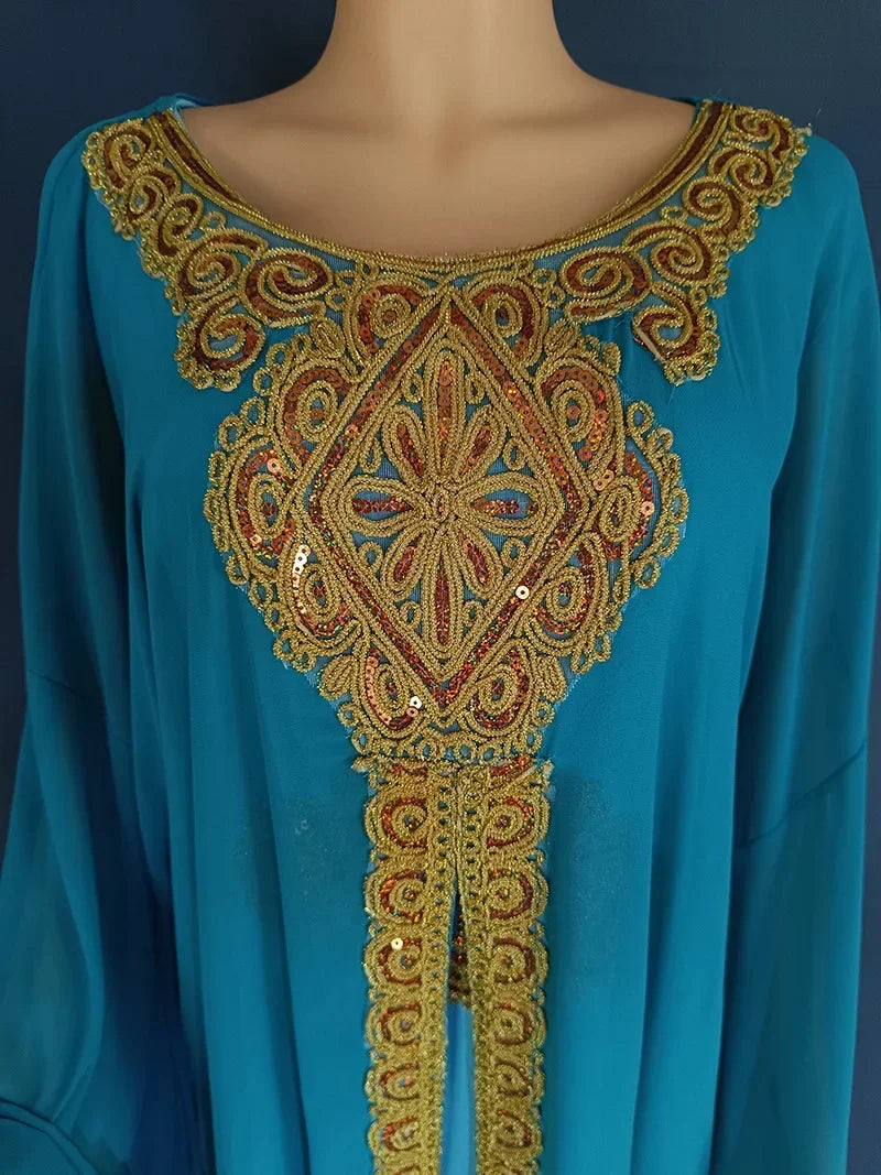 Kaftan Dubai Abaya Turkey Muslim Chiffon Maxi Dress Islam Clothing Elegant African Dresses for Women Boubou Robe Djellaba Femme