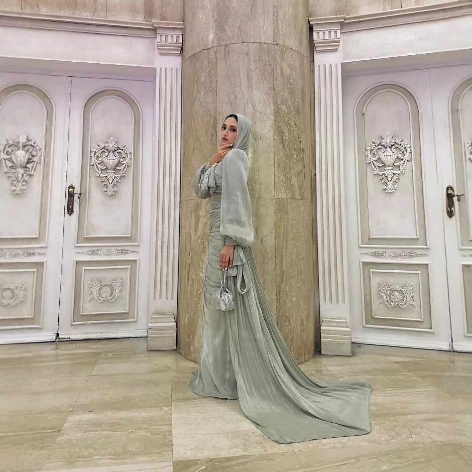 Eid Silky Muslim Women Party Dreses Jalabiya Ramadan Abaya Dubai Evening Long Dresses Vestidos Largos Arab Robe Morocco Kaftan