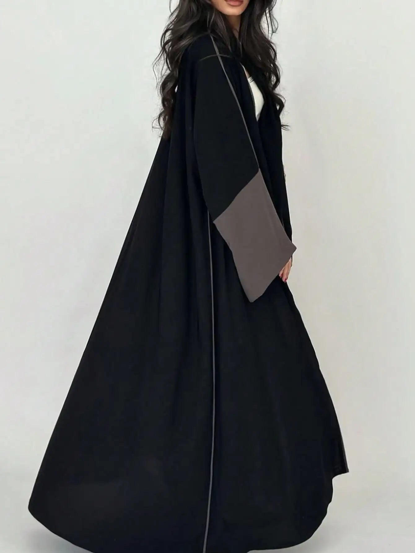 Middle Eastern Loose Abaya Muslim Full Sleeve Open Front Abayas Elegant Kaftans Women Jilbabs Arabian Islamic Maxi Dresses
