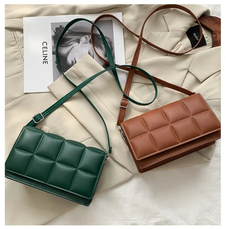 Trendy Classic Solid-Colour Minimalist Fashion Handbag Popular New Style Compact Square Bag PU Handheld Crossbody Shoulder Bag
