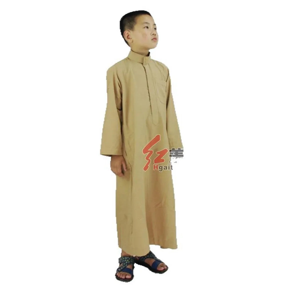 one cap for free Plain Thobe for Children (suit 95cm~155cm tall ) Jubba Soft Thawb Islamic Clothing Boy Robe
