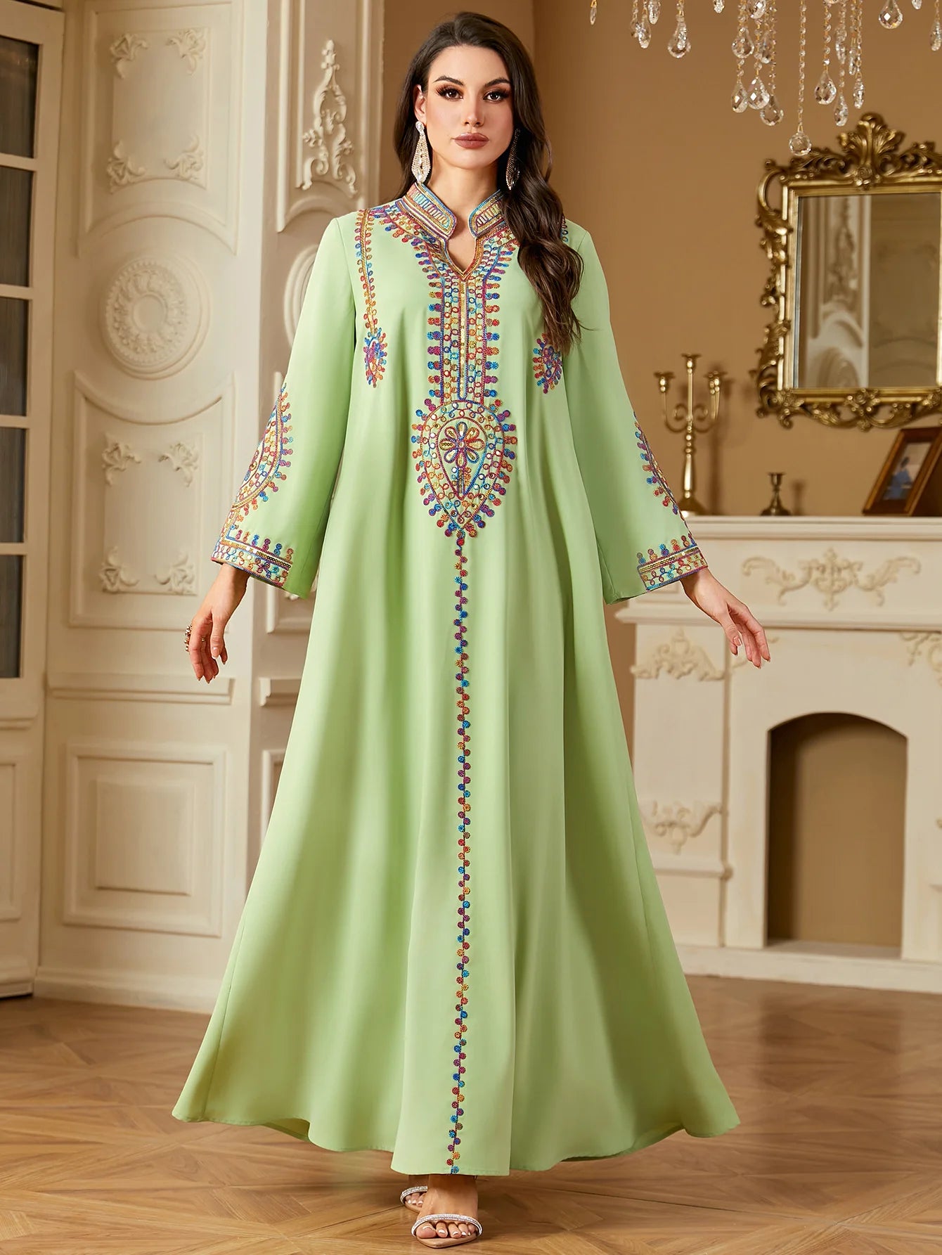 Eid Muslim Embroidery Dress for Women Abaya Party Long Dresses  Caftan Robe Jalabiya Ramadan Morocco Dubai 2025 Vestidos Largos