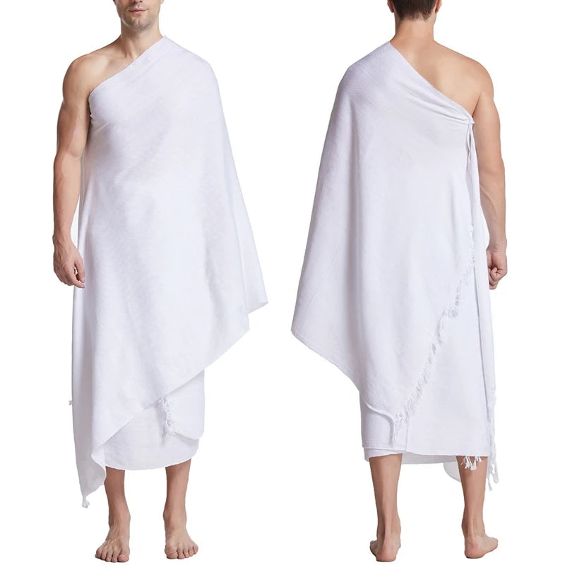 Ihram Pilgrimage Towel for Arab Mecca Hajj Clothes Men Islamic Ramadan Prayer Worship Costumes Shawl Jubba Thobe