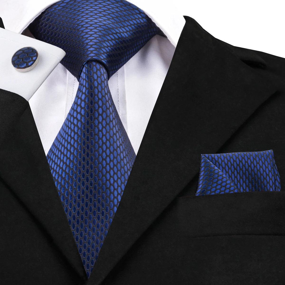 Hi-Tie New Clasic Grey Tie for Men Silk Fabric Jacquard Woven Tie Hanky Cufflinks Set for Men Designer Fashion Silk Ties SN-1466