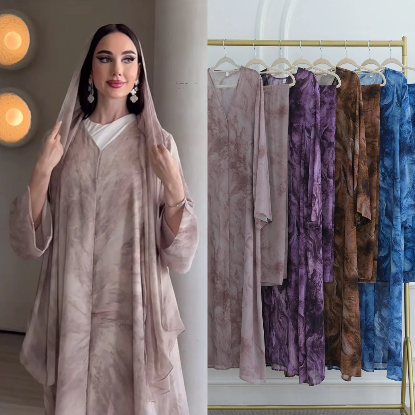 Eid Abaya for Women Print Cardigan Scarf Set Muslim Dresses Ramadan Morocco Dubai Jalabiya Kaftan Vestidos Arab Long Robe 2025