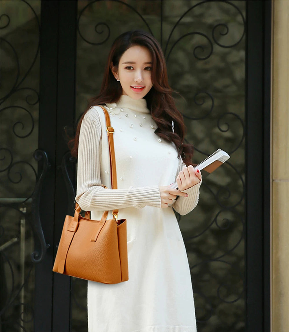 Business Handbags For Women 2022 Luxury Designer Handbag Pure Color Big Capacity Shoulder Crossbody Bags Branded Top-handle Tote