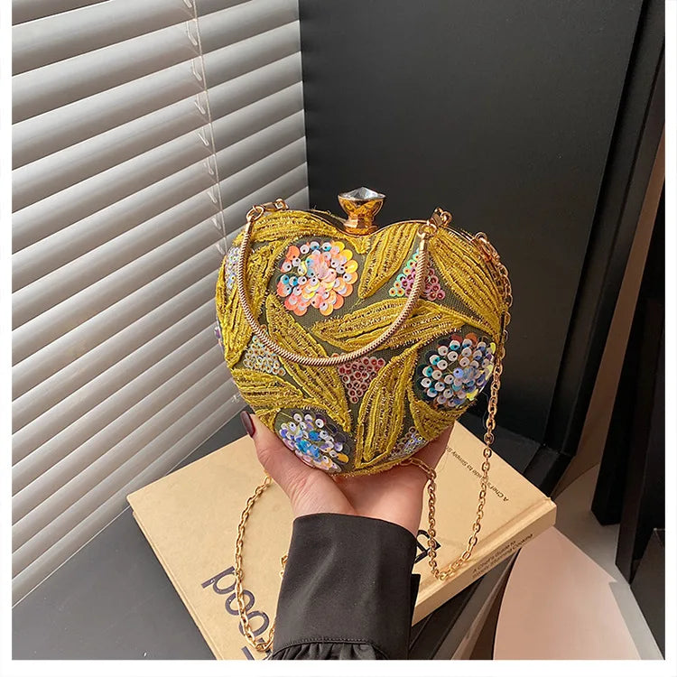 Women's Handbag2025New European and American fashion sequin shoulder baginsInternet Celebrity Retro Handheld Evening Bag