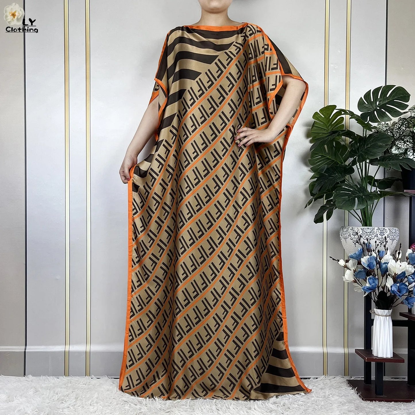 Muslim Abayas For Women 2023 New Fashion Printed Silk Soft Loose Femme Elegant Robe African Maxi Party Dresses With Belt Turban