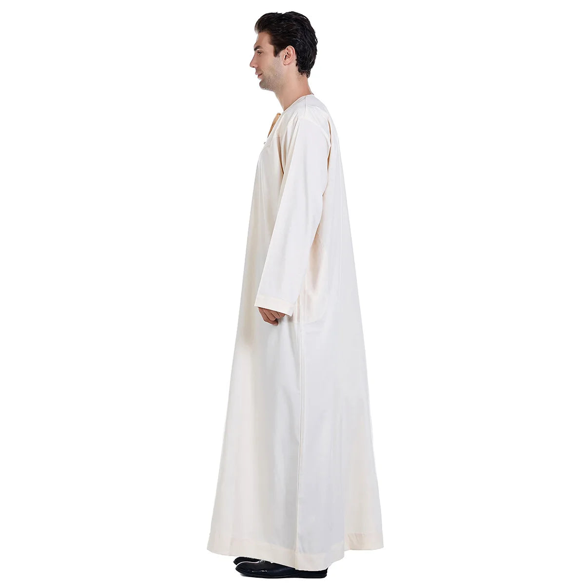 Men Abaya Solid Muslim Long Sleeve Button Dress Pakistan Islam Clothing Jubba Thobe Saudi Arabia Kleding Kaftan Oman Qamis Homme