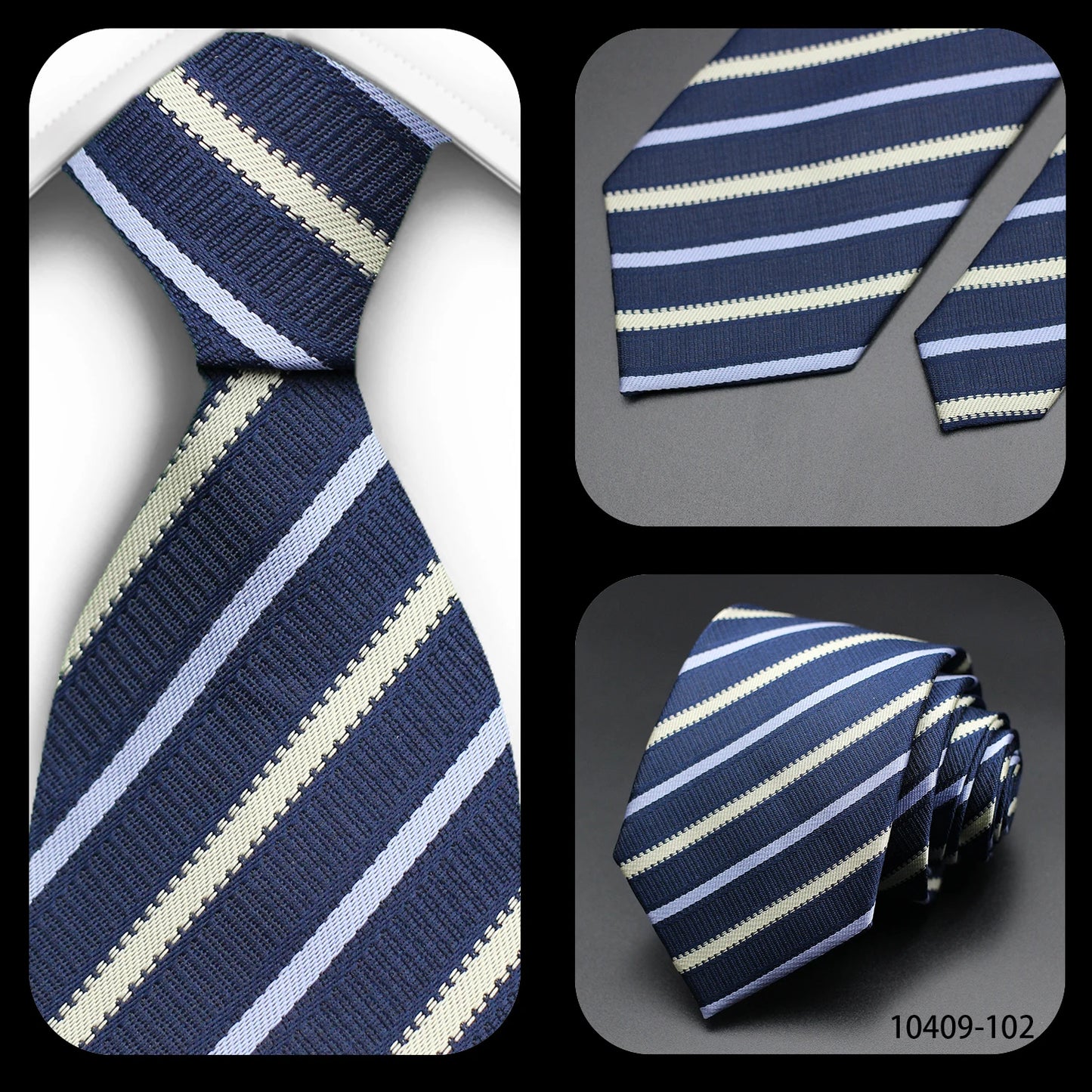 Tie Gravatas Fashion Wholesale Woven Striped Necktie Wedding Accessories Blue Man Fit Group Party Office Neck Ties