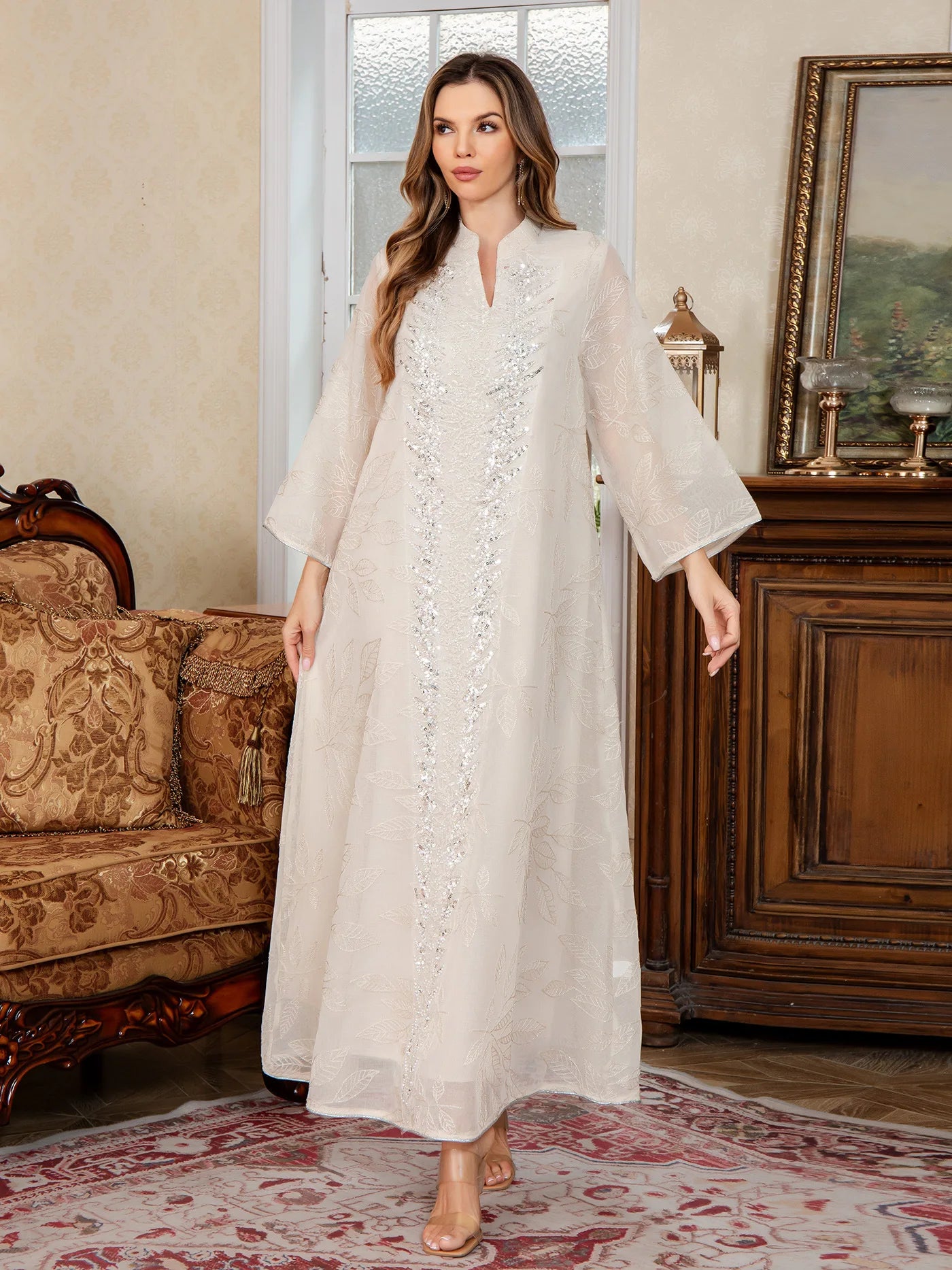 Women Dress Eid Muslim Abaya Party Dresses Sequins Ramadan Mesh Embroidery Jalabiya Dubai Abayas Kaftan Vestidos Arab Long Robe