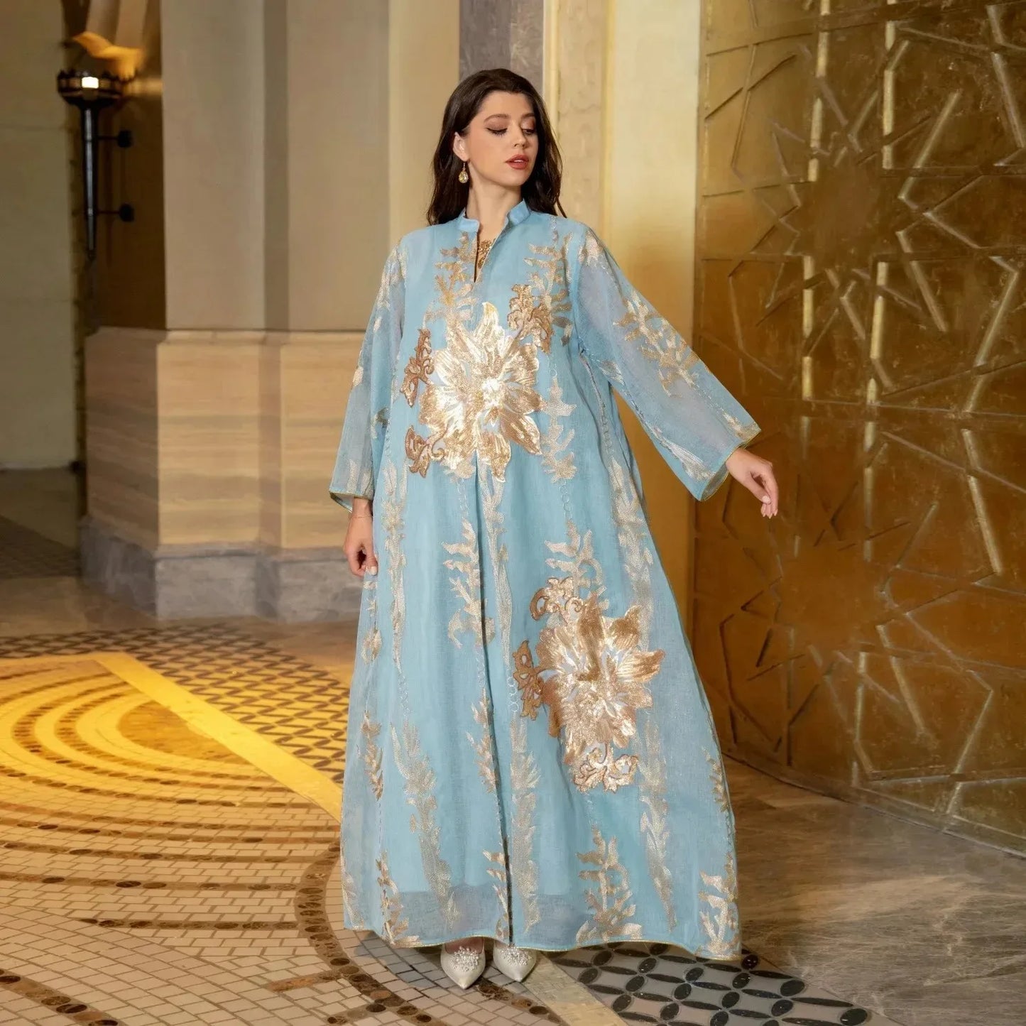 Elegant Muslim Dress Dubai Turkey Robes Islam Saudi Arabia Long Evening Dress Abaya for Women Light Luxury Party Dress Vestidos