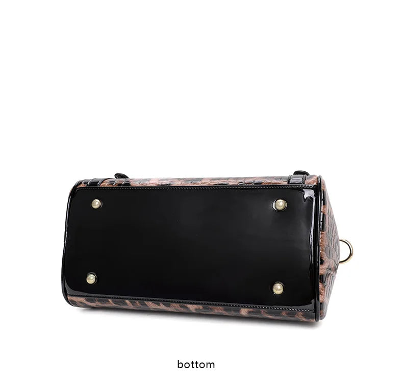 he Aidrani women's handbag, expertly made from hi - quality materials, is a luxurious leopard print Boston bag with its fashiona