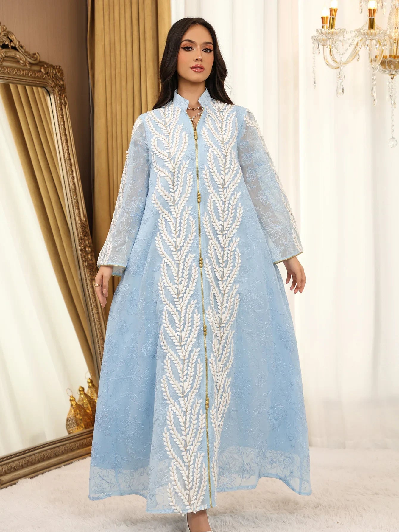 Eid Mesh Dress Women Abaya Party Dress Women Jalabiya Gorgeous Embroidery Saudi Arab Sequins Muslim Ramadan Vestidos Largos Robe