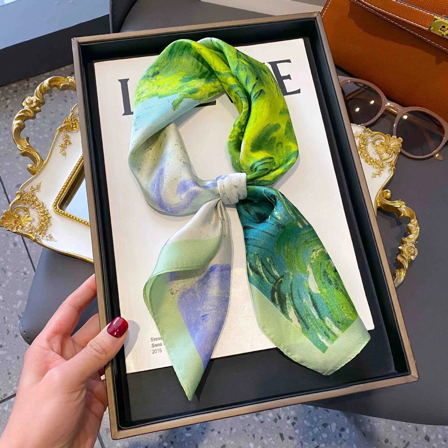 New 70x70cm Square Scarf Women Spring Summer Thin Sun Protection Neck Protection Tie Headband Versatile Scarves Party Gift