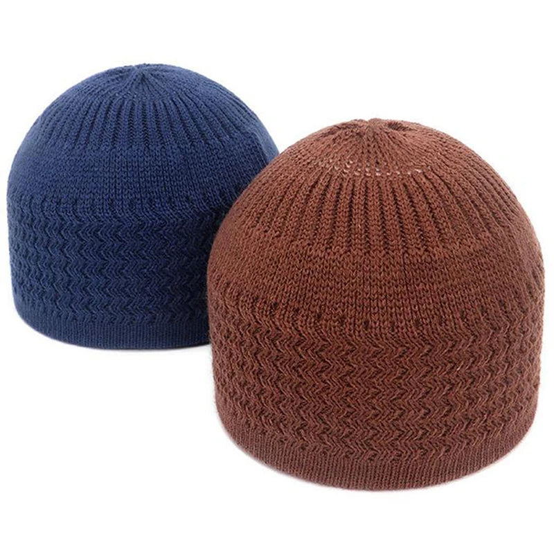 Winter Knitted Muslim Men Prayer Hats Unisex Cap Warm Islamic Ramadan Jewish Hat Men's Wrap Head Caps ﻿