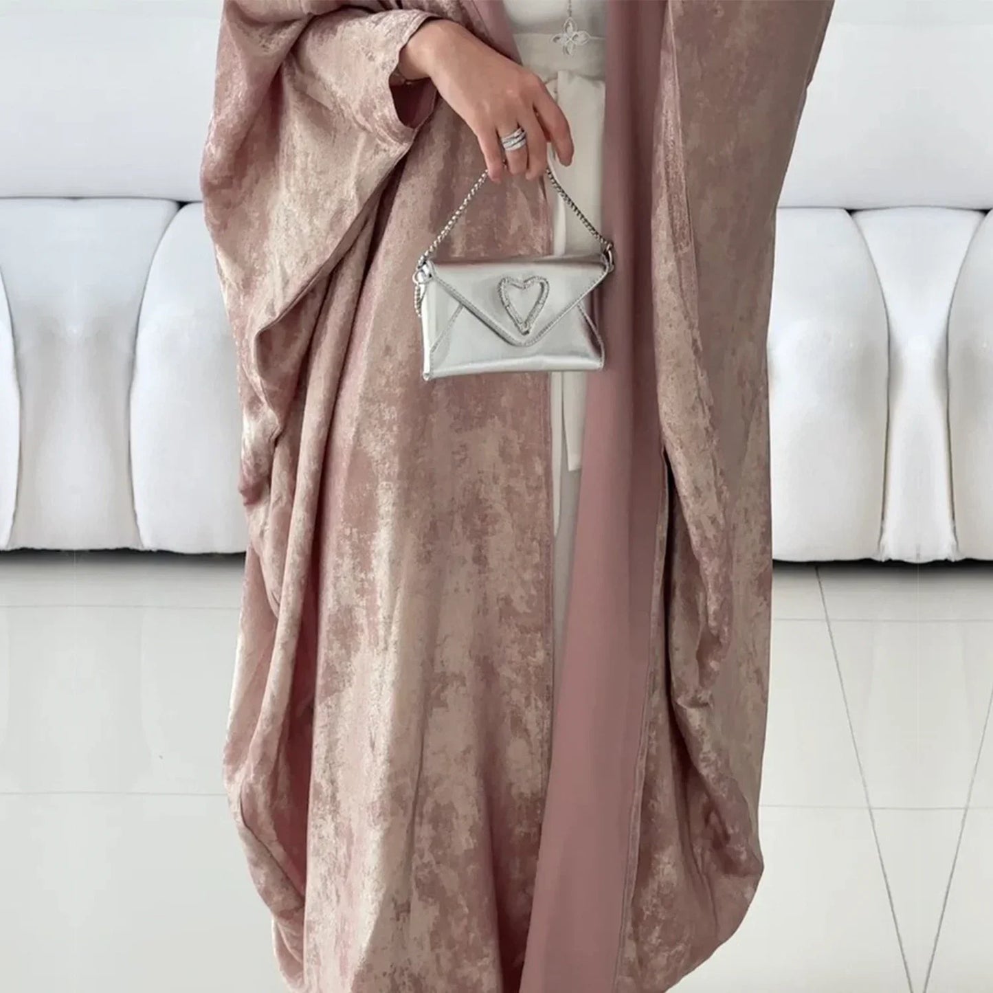 2025 Fashion Elegant Dubai Turkish Abaya Muslim's Women Inner Under Dress Abayas Open Front Cardigan