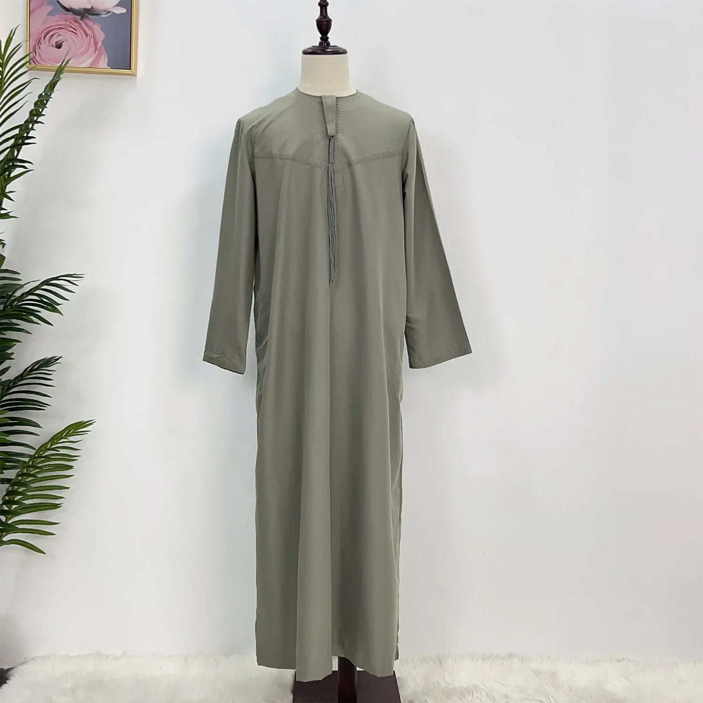 Saudi Arabic Robe Men Muslim Dress Tassel Abaya Dubai Kaftan Islamic Clothing Eid Djellaba Ramadan Jubba Thobe Daffah Dishdasha