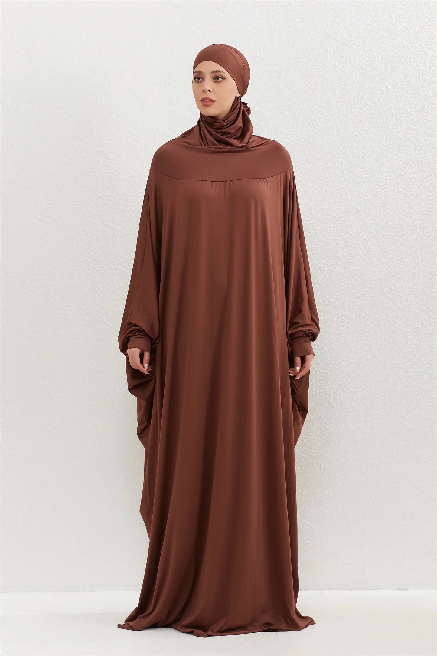 Muslim Abayas Hijab Smocking Sleeve One-piece Prayer Dress Women Jilbabs Hooded Kaftans Islamic Dubai Saudi Robe Turkish Modesty