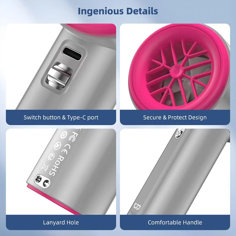 Mini Handheld Fan USB Charging 100-speed Turbo Electric fan Portable Outdoor Travel Camping Small Cooling Hand Fan ventilador