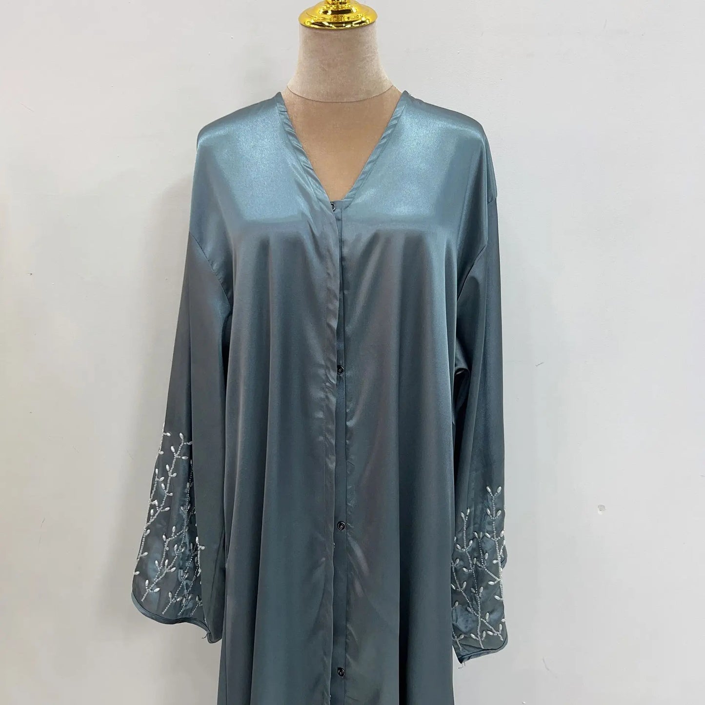Kimono Abaya Dubai Party Kaftan Solid Beaded Muslim Fashion Hijab Dress Summer Open Abayas for Women Turkey Islam Modest Outfit