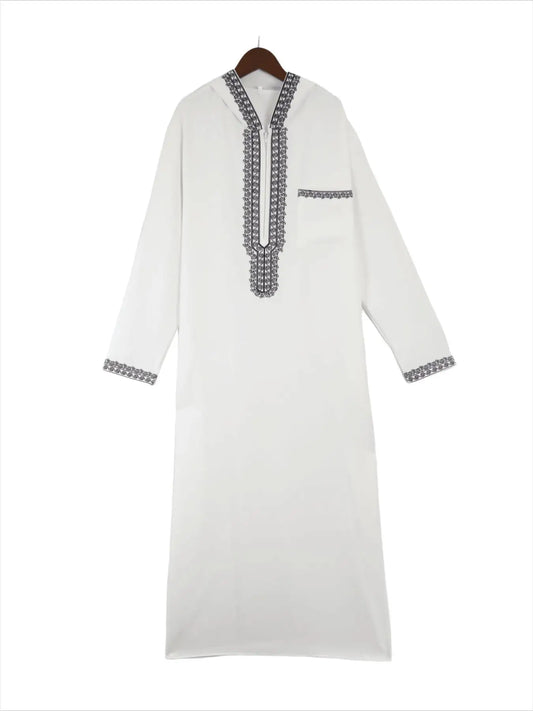 High-Grade Muslim Abaya for Men Traditional Islamic Prayer Robe Soft Fabric Loose Fit Ramadan Wear