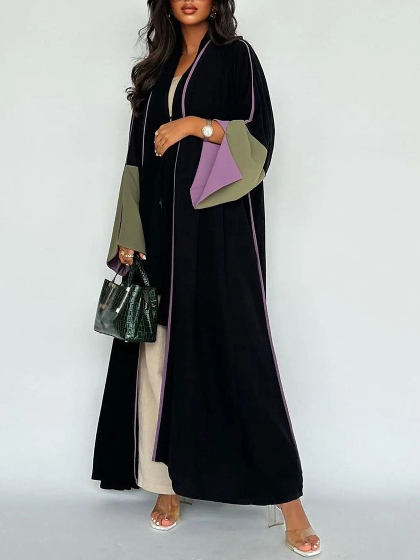 Muslim Women 2025 Elegant Black and Brown Abaya for Islamic Ladies for Daily and Festive Wear in Middle East Islamic Communities