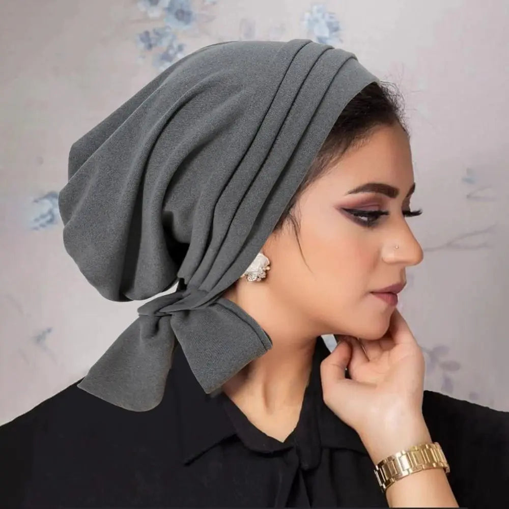 Pre-Tied Muslim Women Hijab Bonnet Pleated Ruffle Turban Chemo Cap Underscarf Hair Loss Hat Islamic Cancer Headwear Scarf Mujer