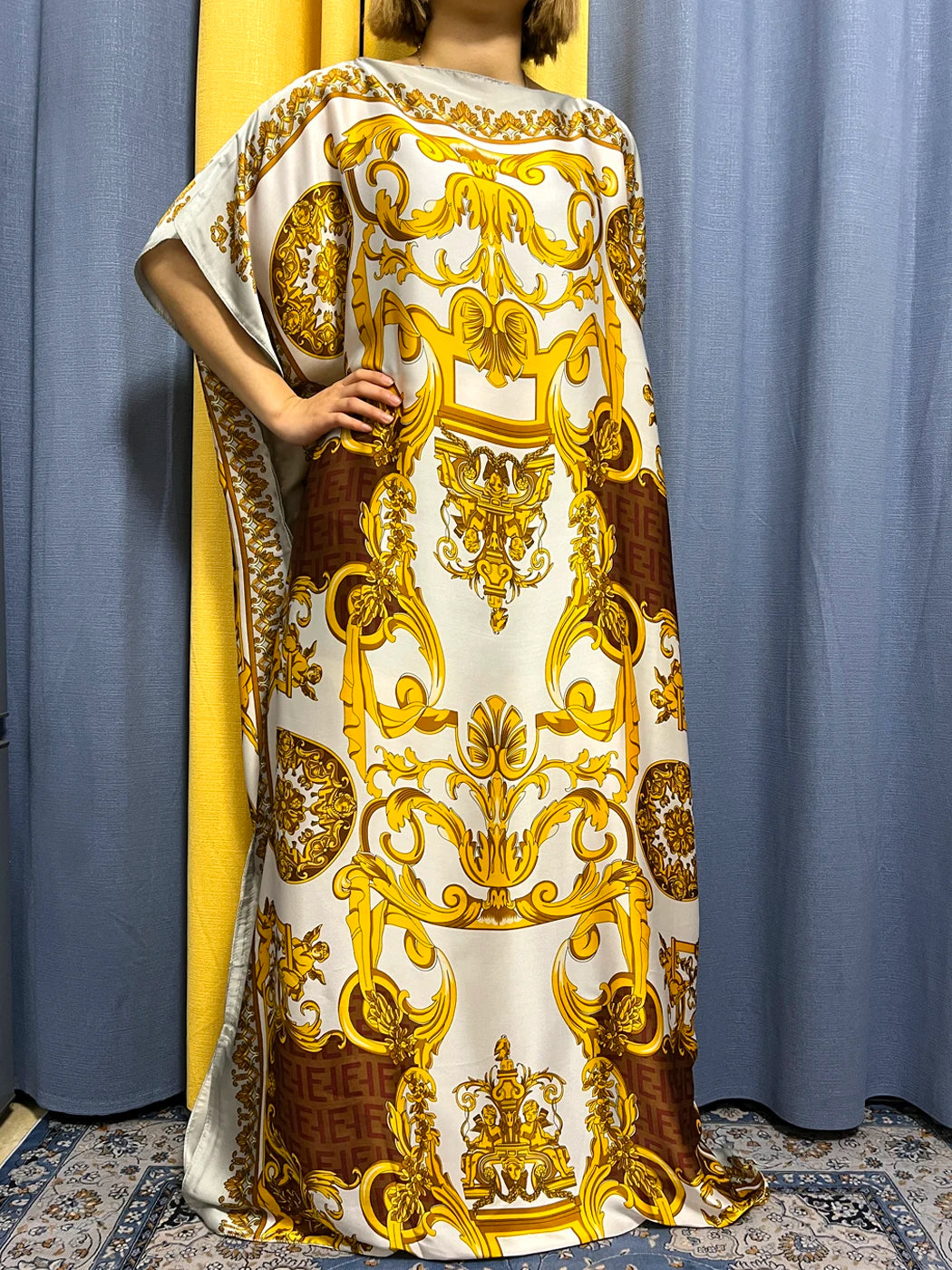 Abayas For Women 2023 Printed Silk Soft Loose Femme Robe Muslim Summer Fashion Clothing African Islam Woman Dresses With Turban