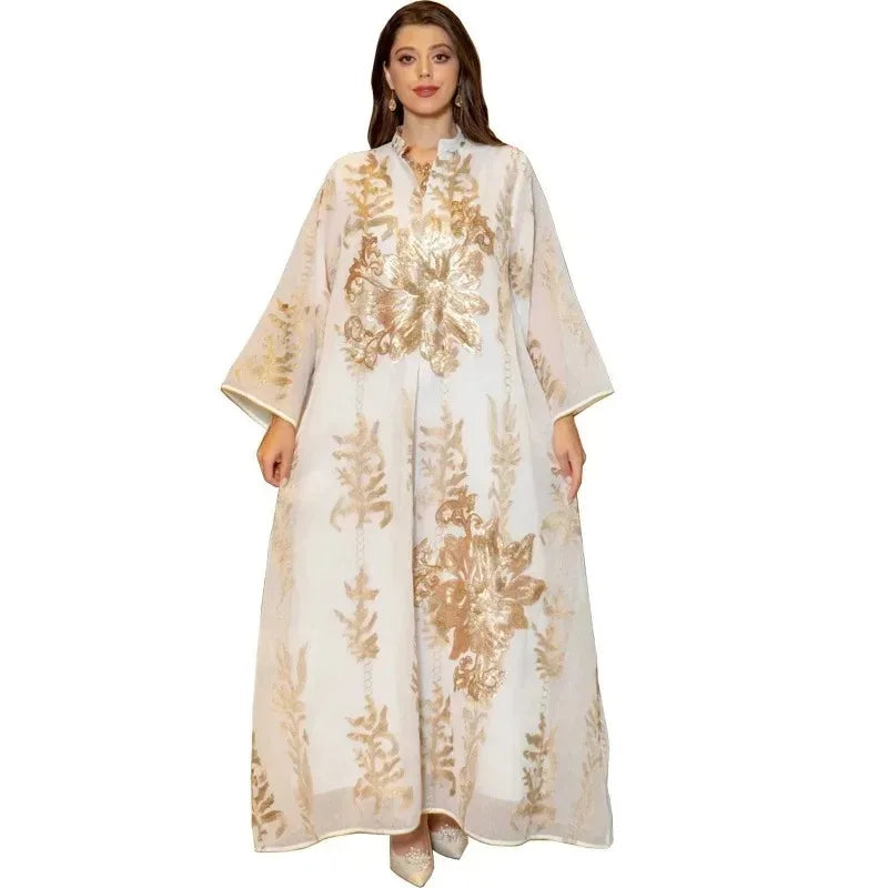 Elegant Muslim Dress Dubai Turkey Robes Islam Saudi Arabia Long Evening Dress Abaya for Women Light Luxury Party Dress Vestidos