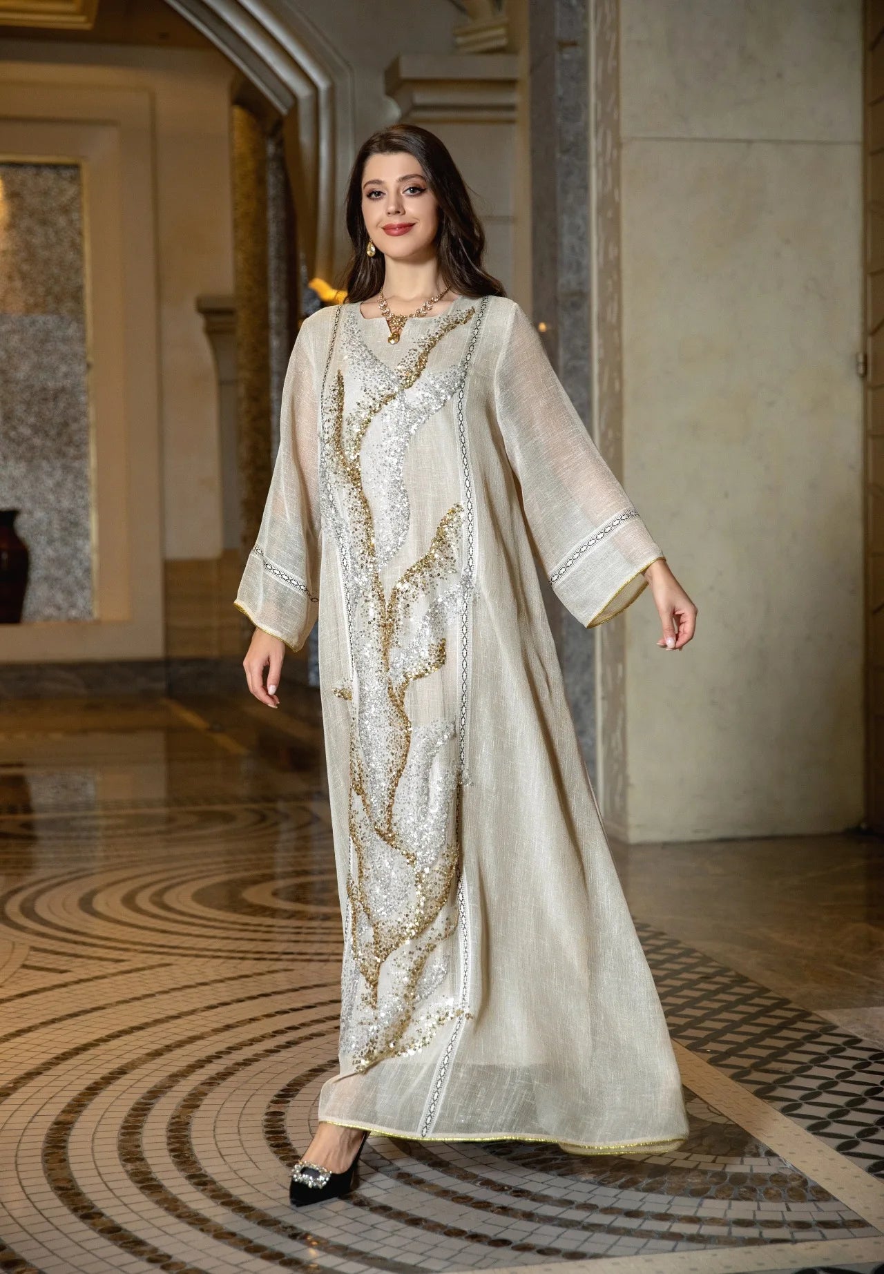 Uni Abaya Dubai Luxury Evening Dress Woman For Party Prom Modest Fashion Mesh Sequins Embroidery New in Dresses 2025