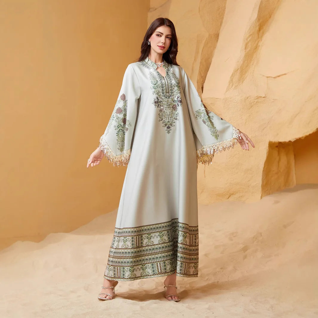 Eid Dress Abaya Women Muslim Kaftan Party Dresses Jalabiya Tassel Vestidos Ramadan Morocco Dubai Abayas Islam Arab Long Robe