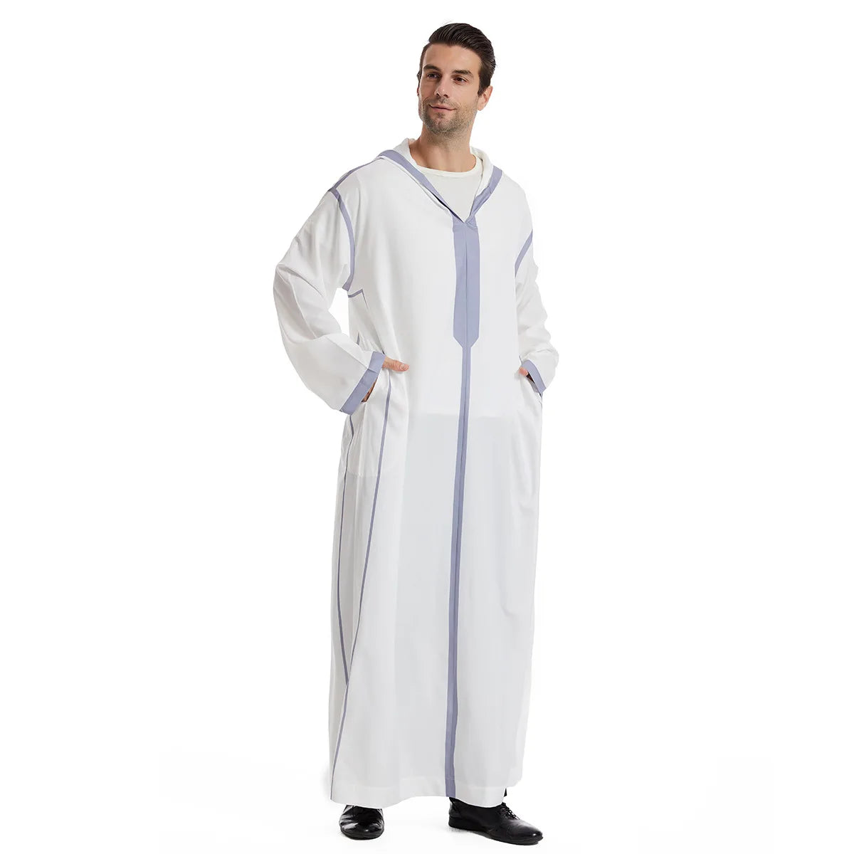 Muslim Men Hooded Robe Dishdasha Modest Islamic Dubai Saudi Prayer Abaya Kaftan Eid Ramadan Morocco Jubba Arab Thobe Abayas