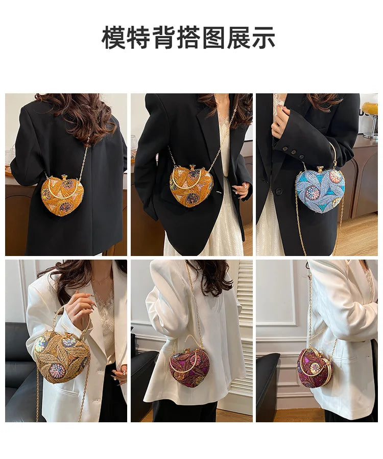 Women's Handbag2025New European and American fashion sequin shoulder baginsInternet Celebrity Retro Handheld Evening Bag