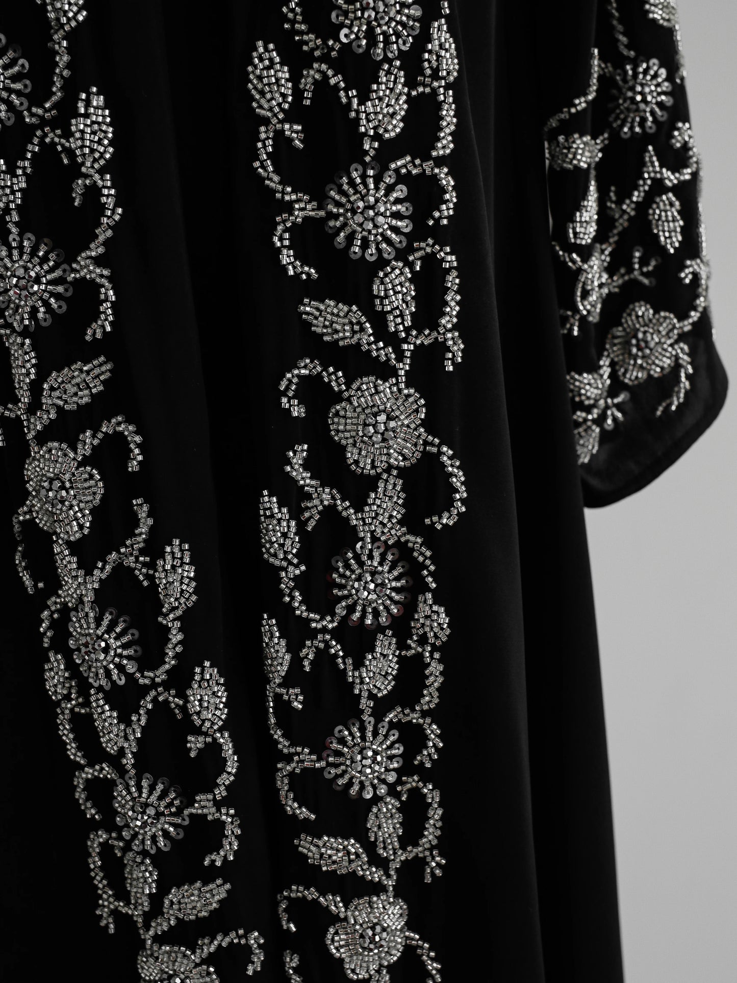 Abaya Muslim clothing women's black silver nail beads, high-end luxury