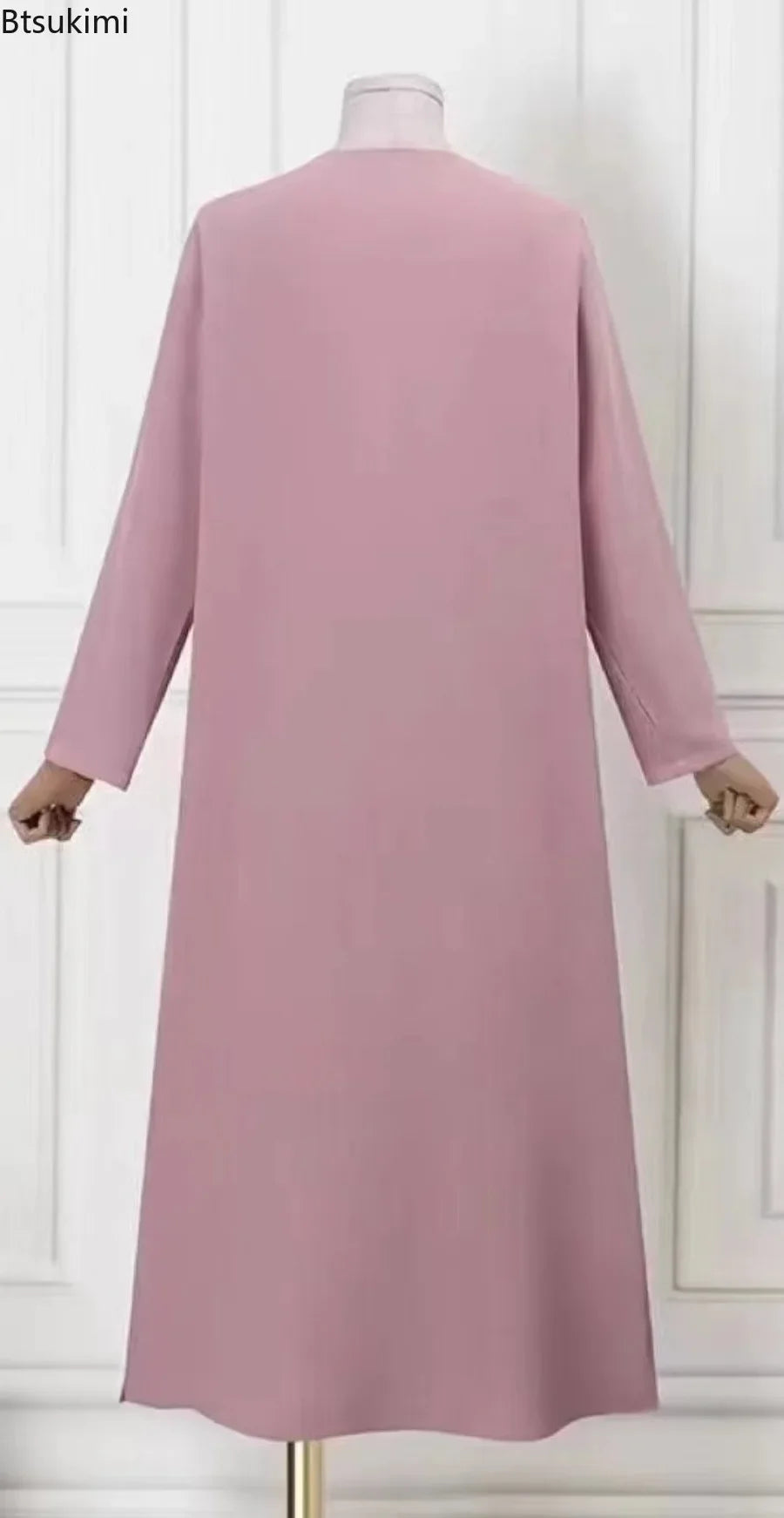 Fashion Women Muslim Solid Abaya Ramadan Turkey Dress Spring Long Sleeve Casual Shirt Dress Hijab Arab Robe Islam Clothing Femme