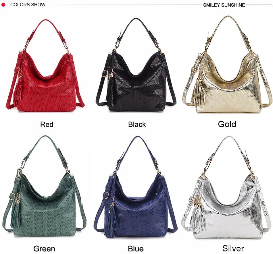 Women Shoulder Bag Girl Handbag Hobo Tassel  Big Black Ladies Hand Bag Female Casual Multifunctional Crossbody Bags for Woman