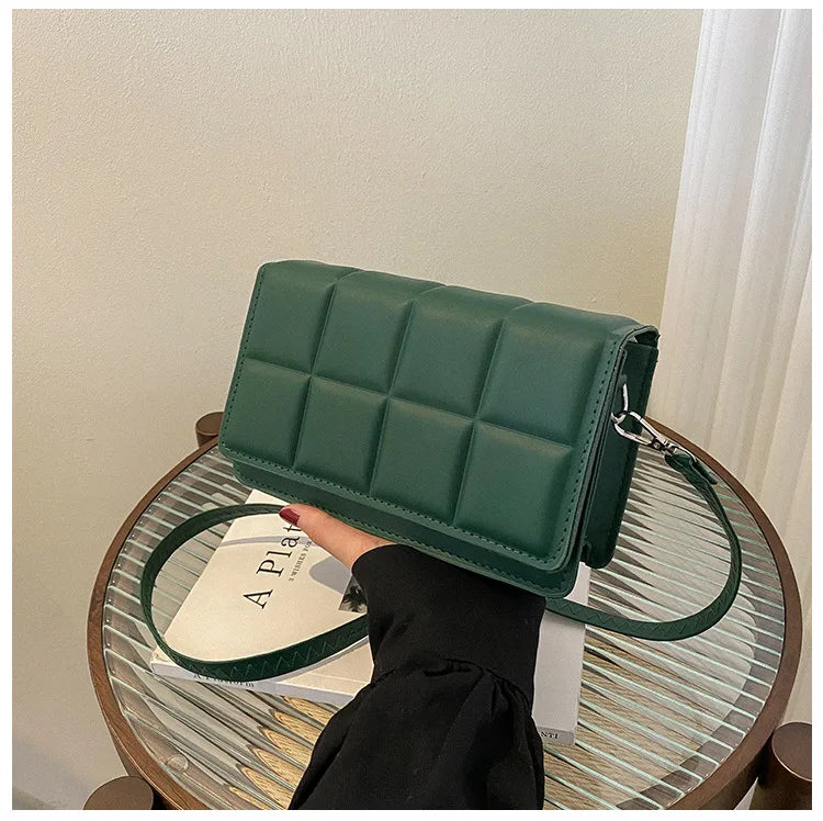 Trendy Classic Solid-Colour Minimalist Fashion Handbag Popular New Style Compact Square Bag PU Handheld Crossbody Shoulder Bag