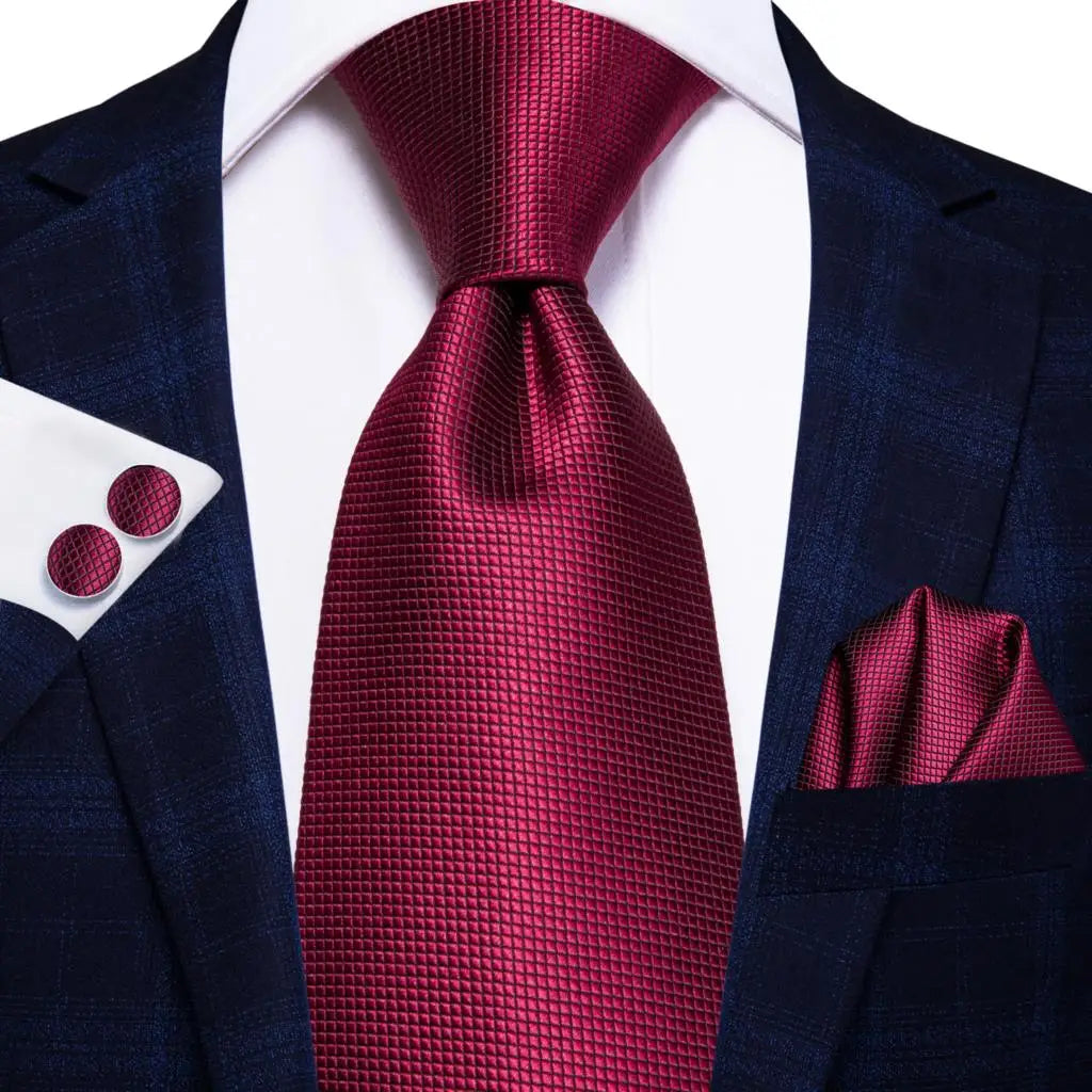 Hi-Tie Solid Purple Navy 100% Silk Men's Tie Neck Red Ties Ties for Men Formal Business Luxury Wedding Neckties Gravatas