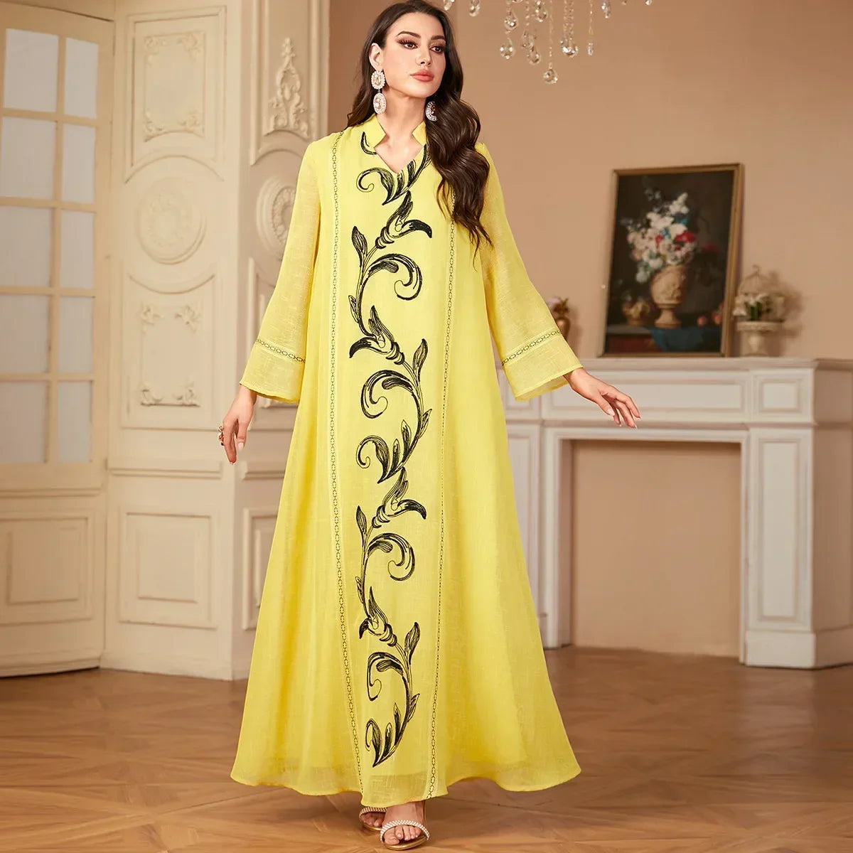 Muslim Women Embroidery Dress Patchwork Vestidos Ramadan Eid Long Robe Morocco Kaftan Dubai Abayas Party Dresses Jalabiya 2025