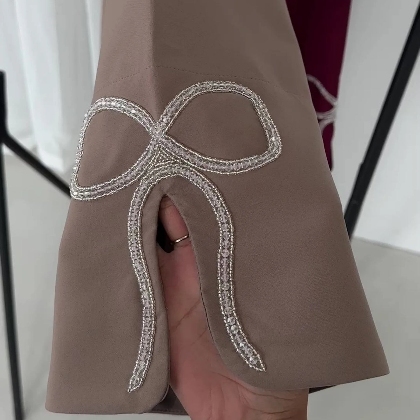 Women Eid Dress Diamond Bow Muslim Abaya Kaftan Arab Long Robe Vestidos Largos Morocco Long Robe Elegant Party Dresses Caftan