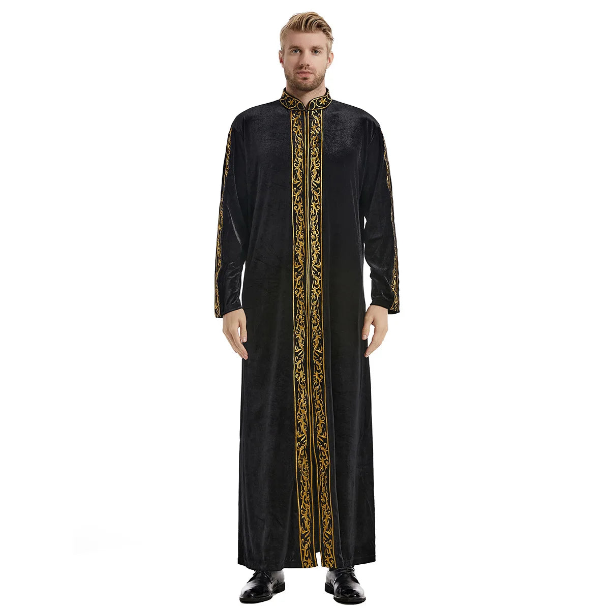 Muslim Men Jubba Thobe Islamic Clothing Velvet Kaftan Thoub Arabic Saudi Robe Dress Jubah Caftan Thawb Ramadan Gown Middle East