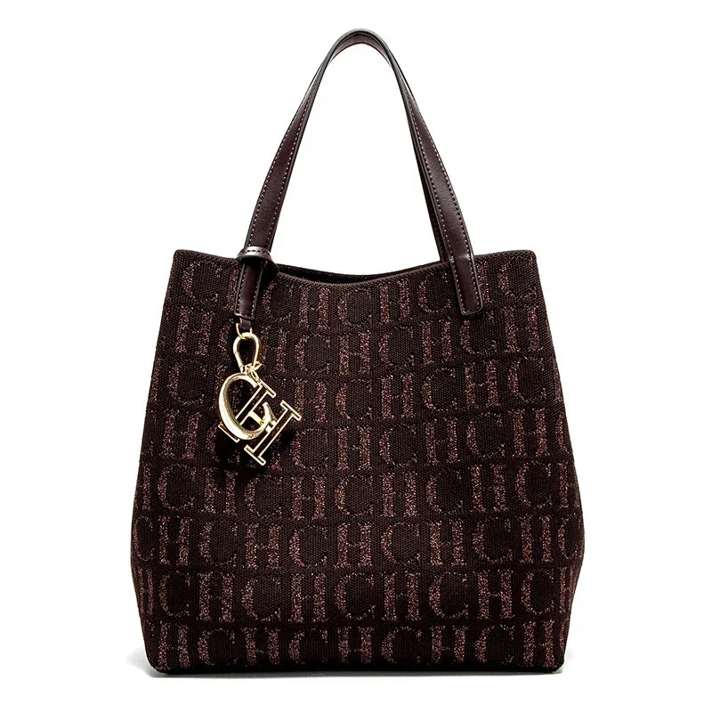 Accessories Handbag Fashion New Solid Color Women's Bucket Bag Large Capacity Letter Design Small Card Bag