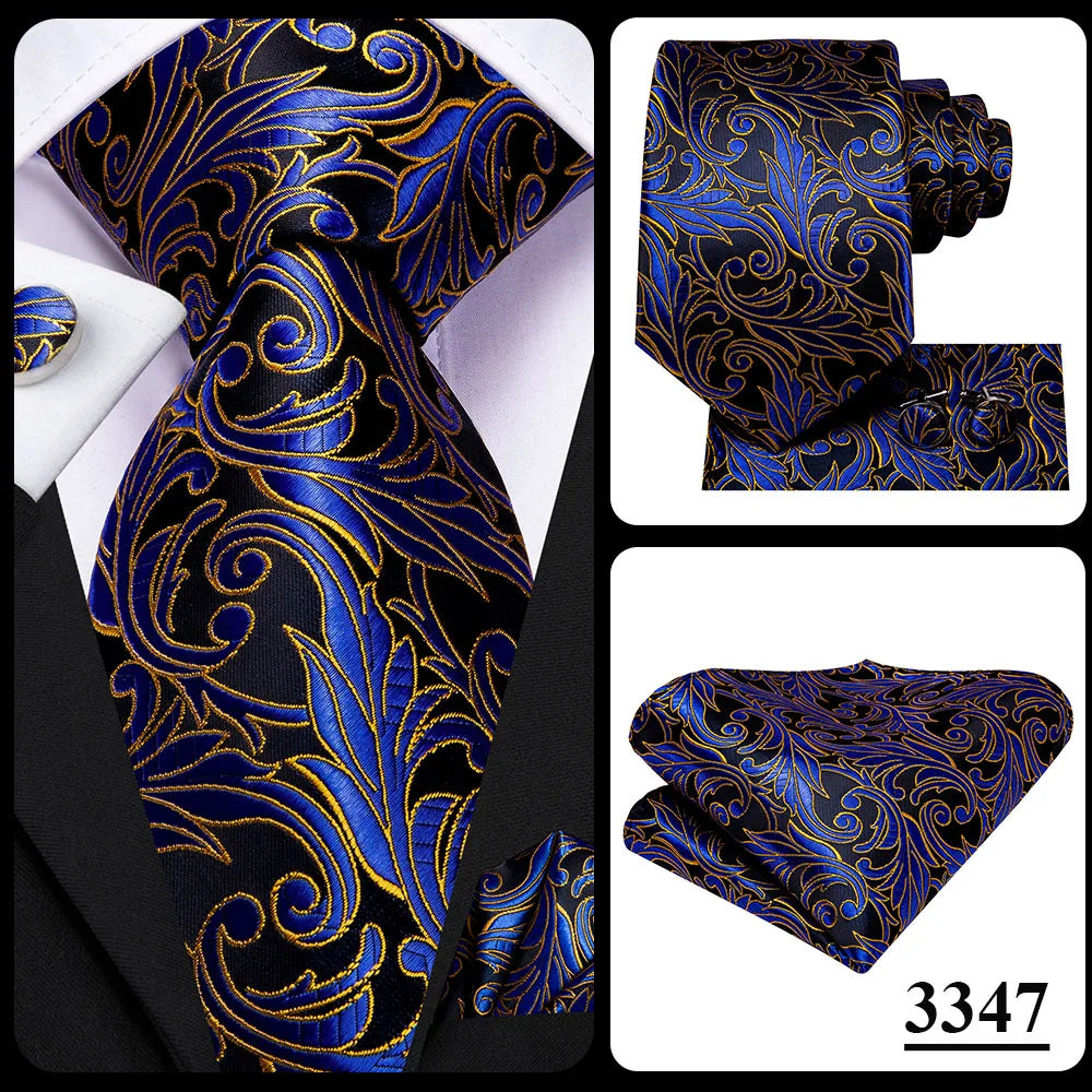 Hi-Tie Blue Business Solid Silk Men's Tie NeckTie 8.5cm Ties for Men Formal Luxury Wedding High Quality Gravata