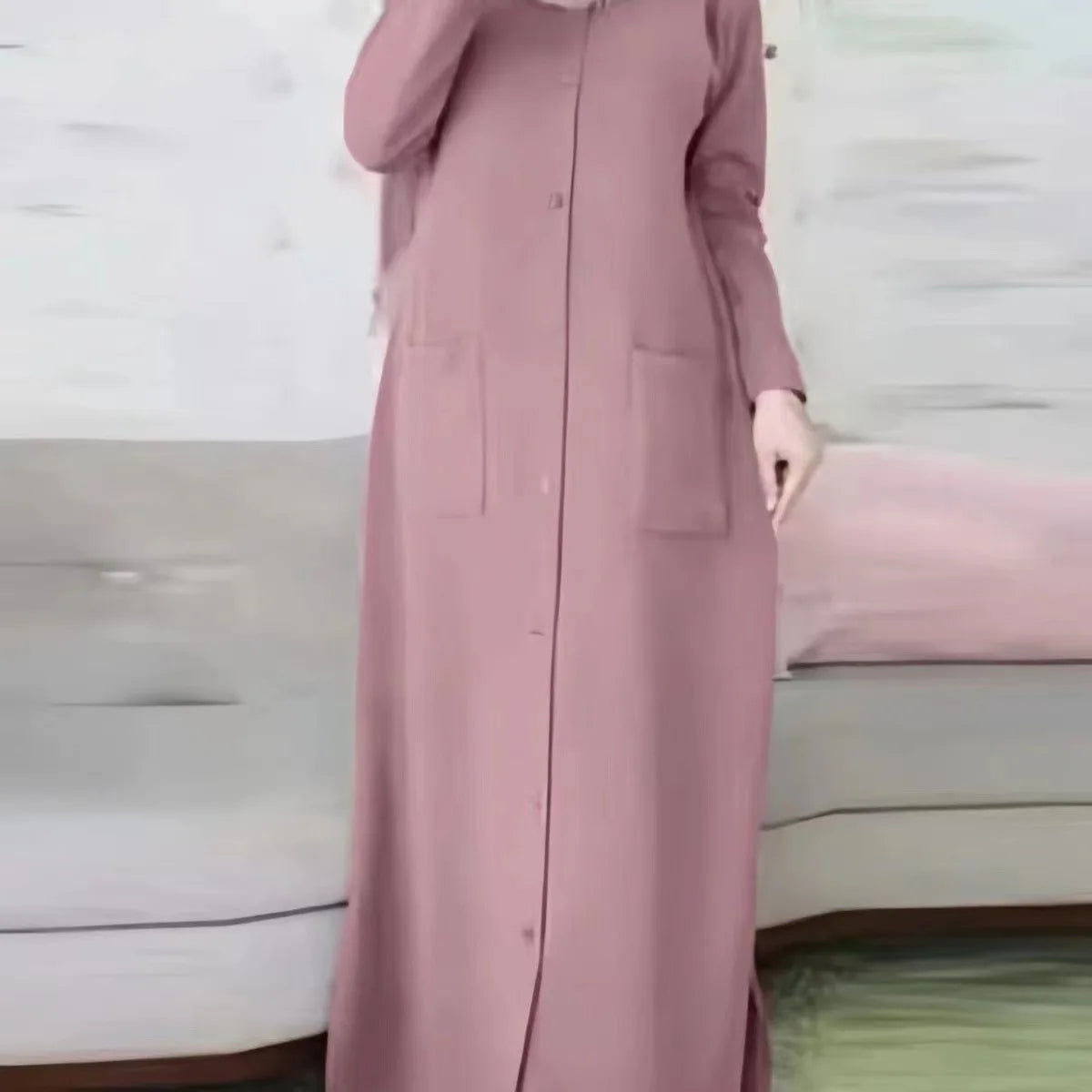 Fashion Women Muslim Solid Abaya Ramadan Turkey Dress Spring Long Sleeve Casual Shirt Dress Hijab Arab Robe Islam Clothing Femme
