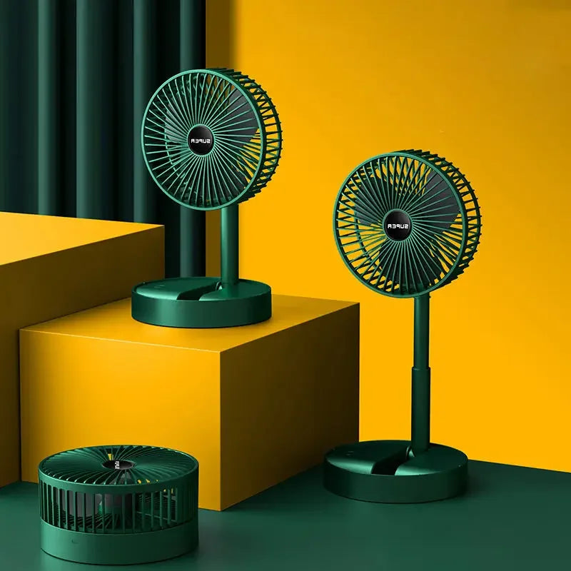 Mini Desktop Foldable Fan Portable Household USB Rechargeable Retractable Mute Fan Electric Adjustable LowNoise Long Standby Fan